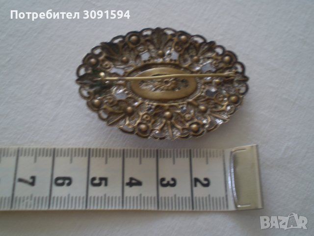 Стара Дамска Брошка със сини циркони, снимка 4 - Антикварни и старинни предмети - 37332070