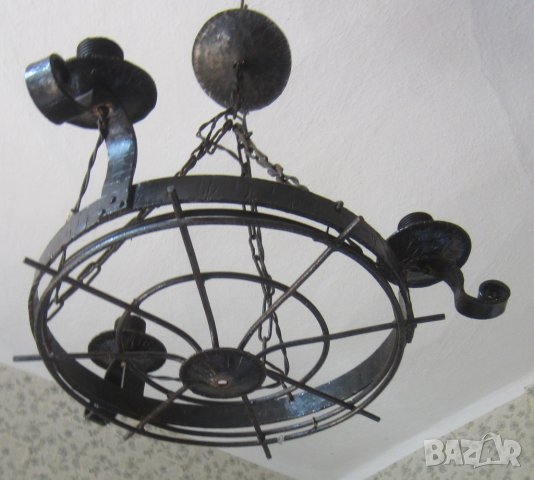 Полилей, лампа, фенер, лампион за 3 крушки, Ковано желязо, снимка 2 - Лампи за таван - 28876885