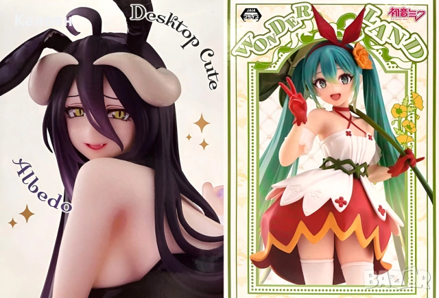 Аниме фигури Desktop Cute Albedo Bunny Ver. & Hatsune Miku Wonderland Thumbelina
