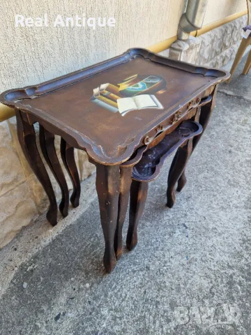 К- т от три броя антикварни дървени масички, снимка 2 - Антикварни и старинни предмети - 47384656