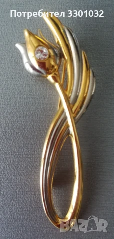 Брошка цвете за ревер или шал с цирконий