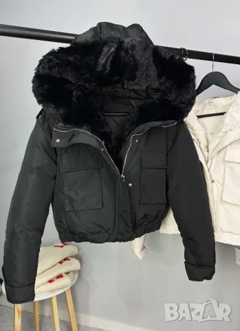 Уникално късо зимно яке с пух три цвята , снимка 8 - Якета - 47977264