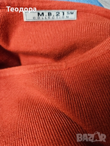 Рокля с дълъг ръкав оранжева S/M, снимка 8 - Рокли - 52822511