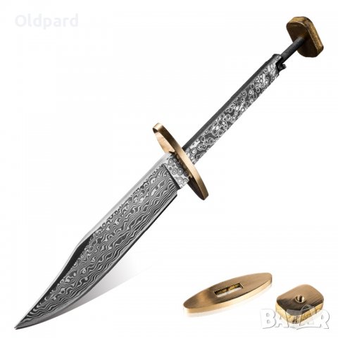 Висококачествено дамаско острие Bowie-М за монтиране на нож + гарда и накрайник , снимка 3 - Ножове - 40194832