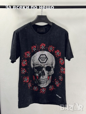 Philipp Plein Мъжка Черма Тениска С Бродирано Лого👕Мъжка Блуза С Къс Ръкав  Код V.B.58