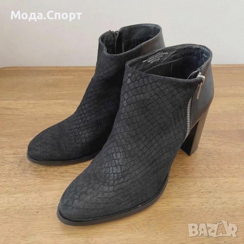 H&M Оригинални Кожени Боти Висок Ток Велур Естествена Кожа Ефект Змийска Кожа НОВО 41