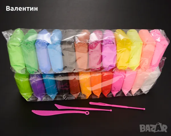 Скачащ пластилин - 24 цвята - по 8 гр. + инструменти, снимка 2 - Пластелини, моделини и пясъци - 48283812