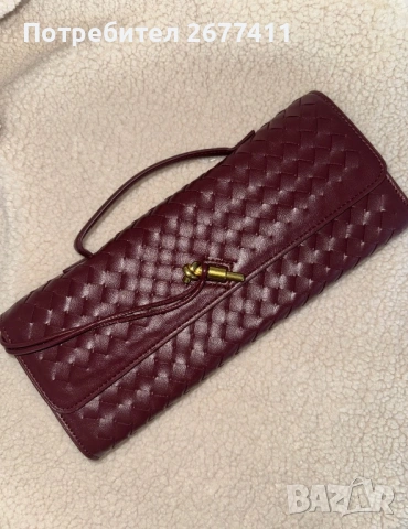 Дамска чанта бордо Bottega Venetta, снимка 2 - Чанти - 53184641
