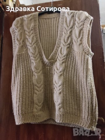 Ръчно плетен вълнен пуловер. Домашна вълна