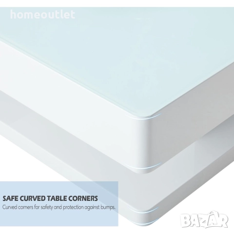 ПРОМОЦИЯ Холна маса в бяло с гланцово покритие, закалено стъкло 100 x 60 x 35 см C-BCT021WH, снимка 4 - Маси - 51616851