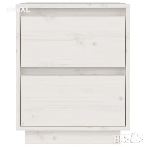 vidaXL Нощни шкафчета, 2 бр, бели, 40x35x50 см, борово дърво масив, снимка 7 - Шкафове - 56148032