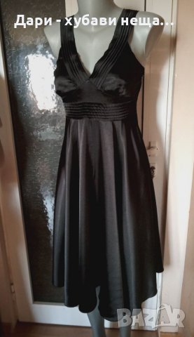 Прелестна разкроена черна рокля, от сатен🍀♥️М р-р♥️🍀арт.4403