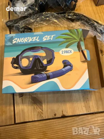 Lealinga Комплект маска и шнорхел за възрастни, 2 броя, черно и лилаво, снимка 9 - Водни спортове - 49496353