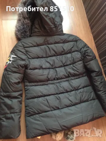  Дамско НОВО зимно яке с качулка от еко пух - XS/S, снимка 3 - Якета - 47498160