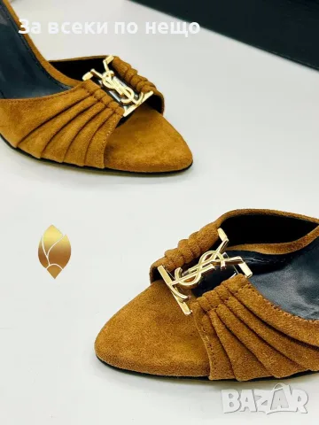 Yves Saint Laurent Дамски Велурени Чехли На Ток - Различни Цветове Код SEM-618, снимка 5 - Чехли - 55894632