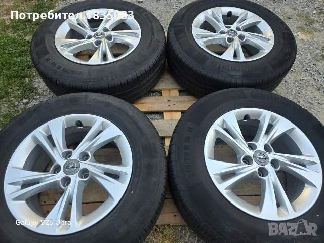 Лети джанти 16ки 5х108 Opel, Peugeot + летни гуми 215/70/16 Continental, снимка 3 - Гуми и джанти - 55842667