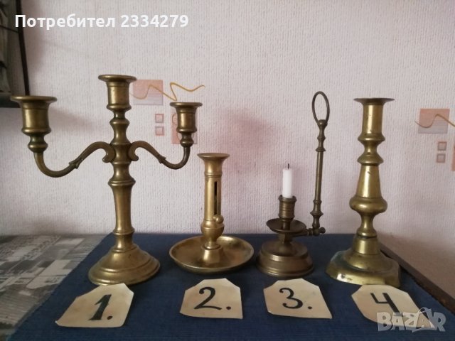 Свещници стара барокова бронзова изработка и две гасила на свещи, снимка 1 - Антикварни и старинни предмети - 41769987
