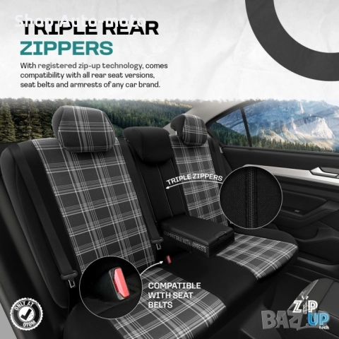 К-т Луксозна Тапицерия Automat-OTOM, Текстил с еко кожа, GTI SPORTS Design – Черна с бял шев, снимка 4 - Аксесоари и консумативи - 52791487