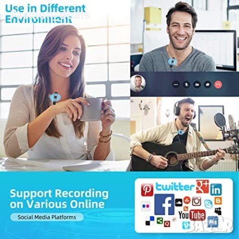 Нов Безжичен за видеозапис Клип на ревера Микрофон за Youtube/Facebook/Tiktok/Интервю/Vlog, снимка 5 - Други - 40703520