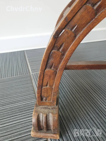 Много стар френски дървен стол-седло/орех/ръчна дърворезба/82см/19-ти век, снимка 8 - Антикварни и старинни предмети - 51301999