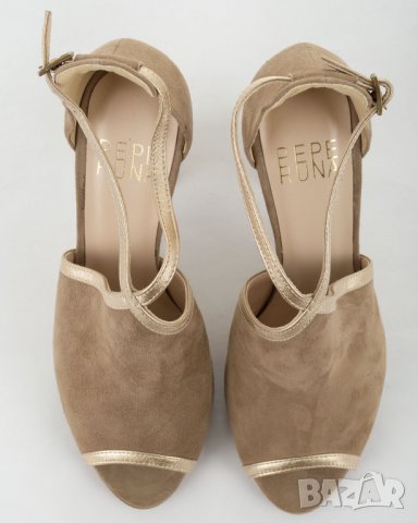 Дамски велурени сандали в цвят капучино и златисто марка Peperuna - 37, снимка 5 - Сандали - 31774952