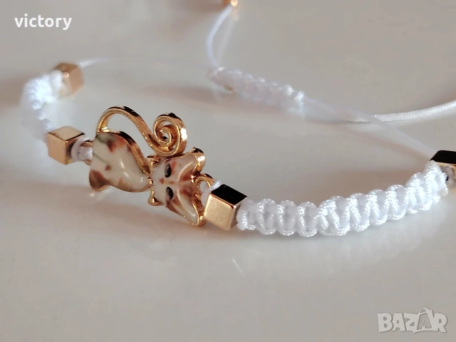 Ръчно изработена гривна Kitti Vibe, хематит 14K златно покритие, регулируема, снимка 5 - Гривни - 54097397