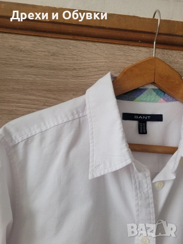 Бяла риза памучна материя GANT , снимка 14 - Ризи - 54206846