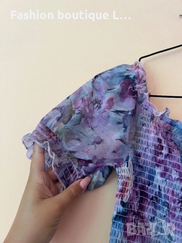 Уникална лилава блуза с буфан ръкав S размер 💜💙🩵💙💜🩵💙💜, снимка 3 - Тениски - 51809350