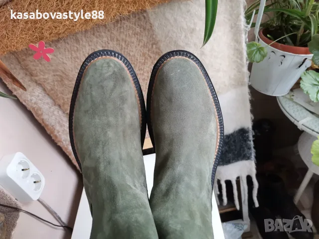 Дамски ботуши Естествен велур , снимка 4 - Дамски ботуши - 56508420