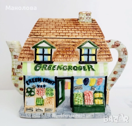Ръчно рисуван фин керамичен чайник Annie Row, Greengrocer.