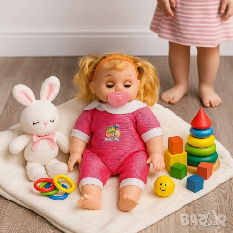 Кукла бебе с биберон – 25 см звук и забавление, снимка 3 - Кукли - 52585097