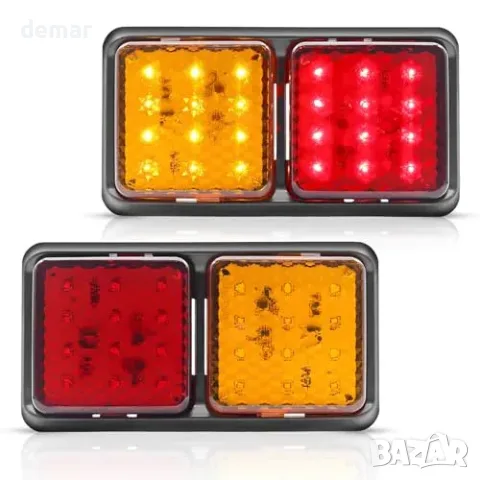 Комплект 2 задни LED светлини за ремарке, 12 V, 24 диода, снимка 2 - Части - 55807552