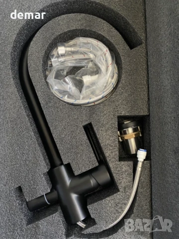 Techzm кухненски смесител 3 в 1 с изход за питейна филтрирана вода, черен, снимка 9 - Смесители - 50469245