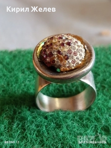 Модерен сребърен пръстен с розов ТУРМАЛИН и РУБИЛИТ стил и елегантност 27534, снимка 2 - Пръстени - 54026181