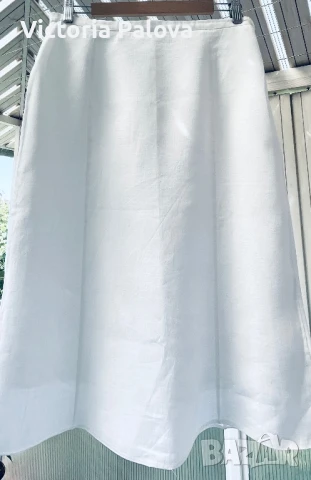 Бяла  пола GALATIS  100% лен, снимка 3 - Поли - 51226988
