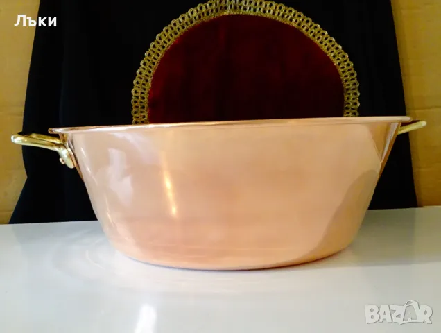 Медна тенджера,медна тава за лютеница и сладко 10 л. , снимка 4 - Антикварни и старинни предмети - 47294545