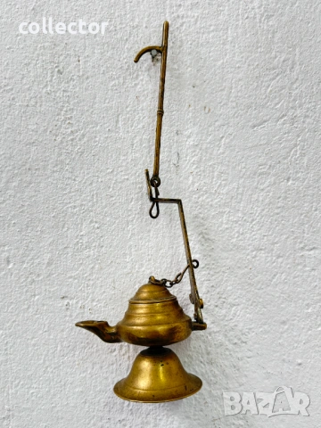 Колекционерска бронзова маслена лампа. №8019, снимка 2 - Колекции - 53974405