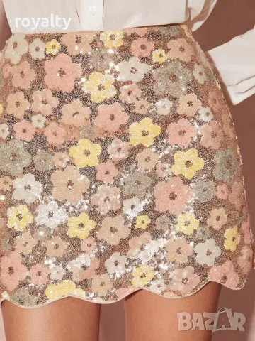 Елегантна флорална пола от тъкан плат 🥥, снимка 5 - Поли - 49205869