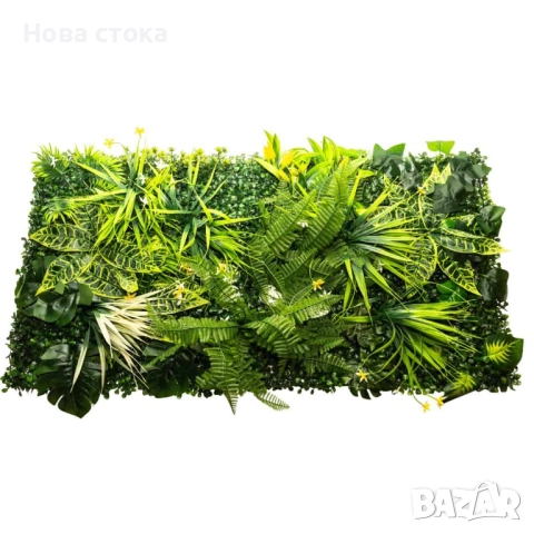 Зелено пано с изкуствени цветя, 50*100 см