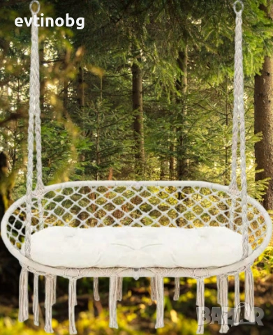 Луксозна Двойна Градинска Люлка за Двама – Бежов комфорт с възглавници, снимка 4 - Градински мебели, декорация  - 53909160