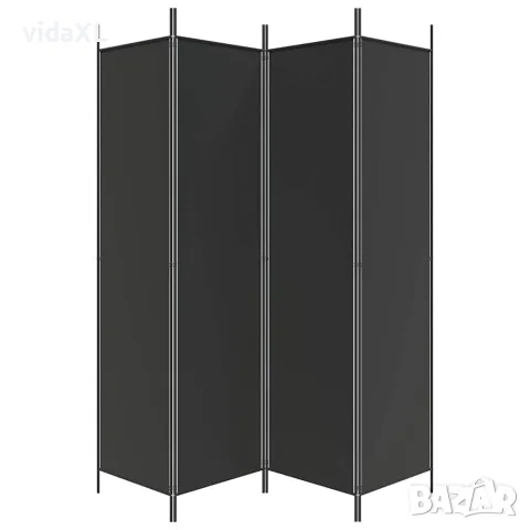 vidaXL Параван за стая, 4 панела, черен, 200x200 cм, плат, снимка 4 - Паравани - 56147175