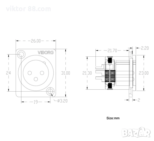 XLR Male Socket, снимка 4 - Други - 48357246