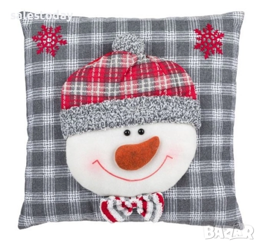 Коледна Възглавница Снежен човек, 35x35 см, снимка 3 - Възглавници - 52374548