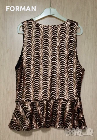 Черен топ с медно-златисти пайети, снимка 6 - Корсети, бюстиета, топове - 50088269