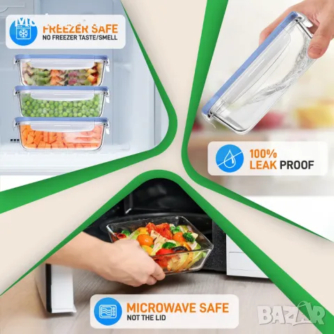 Комплект стъклени купи с пластмасов капак - 3броя, снимка 5 - Други - 48817071