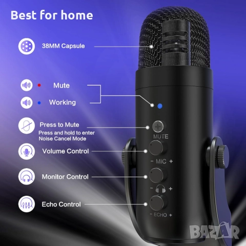 Plug&Play геймърски микрофони за PS 4 и 5. с изход за слушалки и контрол на силата на звука, снимка 4 - Аксесоари - 51561818