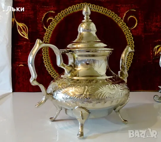 Посребрен бронзов чайник,кана Palace Fes,2.5 л. , снимка 3 - Антикварни и старинни предмети - 55862993