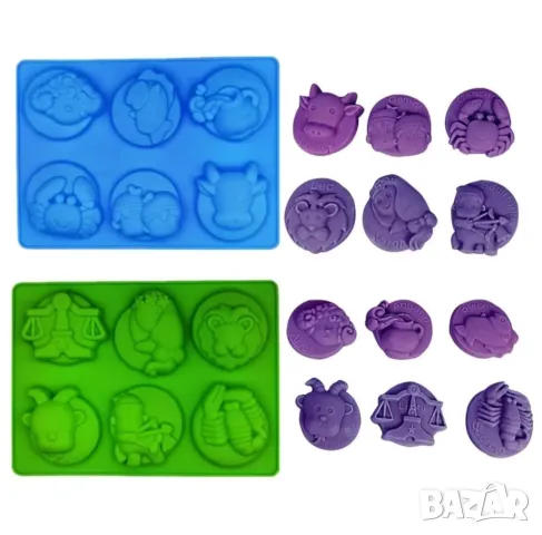 Комплект 2 молда 12-те зодии за сапуни и свещи , снимка 9 - Форми - 50197623