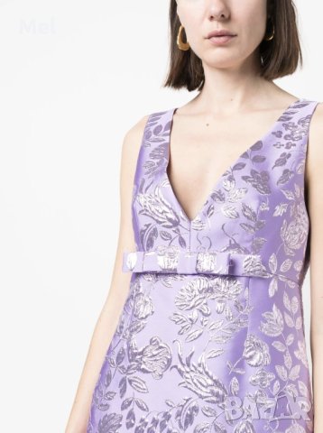 P.A.R.O.S.H. маркова лилава флорална металик-жакард рокля, НОВА, р-р М, 2023, снимка 2 - Рокли - 44185842