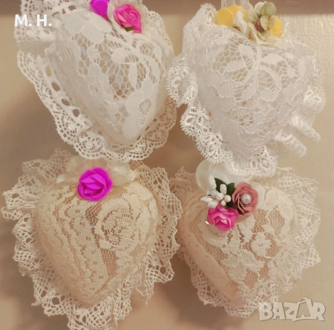 Ръчно декорирани пластмасови сърца в стил Шаби шик , снимка 8 - Декорация за дома - 53122077